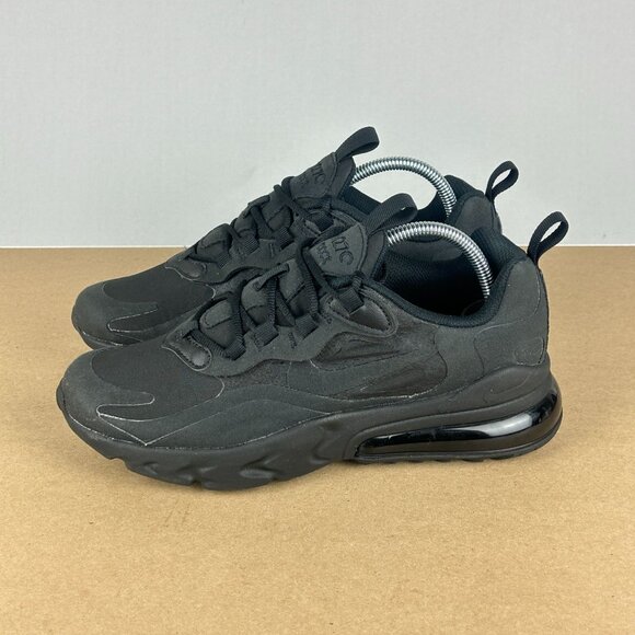Nike Air Max 270 React Triple Black Athletic Shoes Youth 5Y Womens 6.5 Low Top - Picture 9 of 9